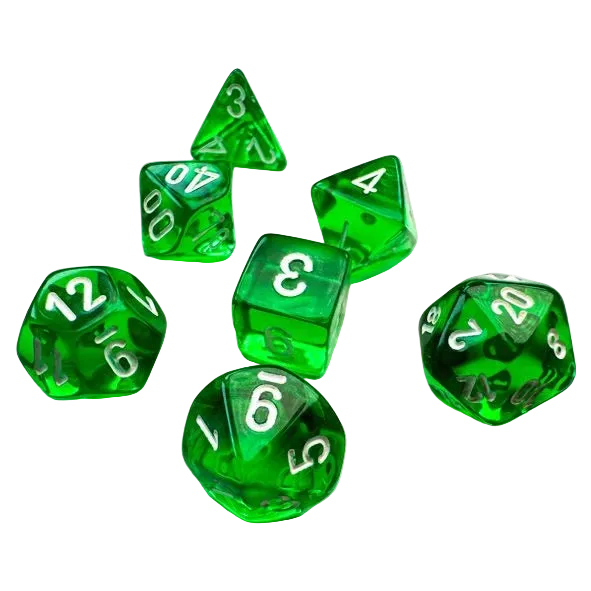Dice - Mini, Translucent Green/White