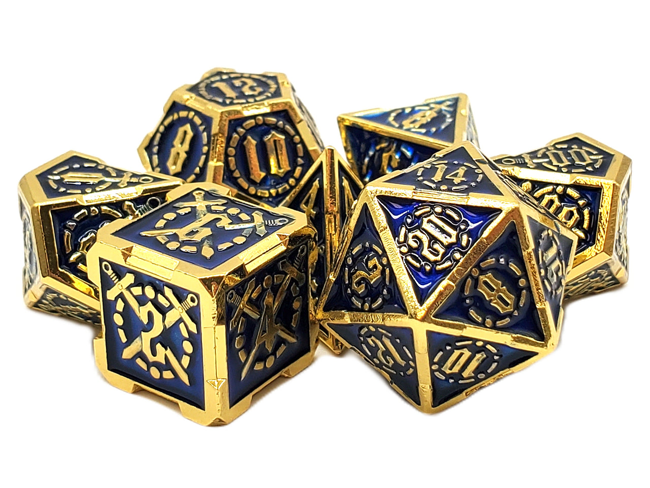 Dice - Metal, KOTRT, Blue with Gold