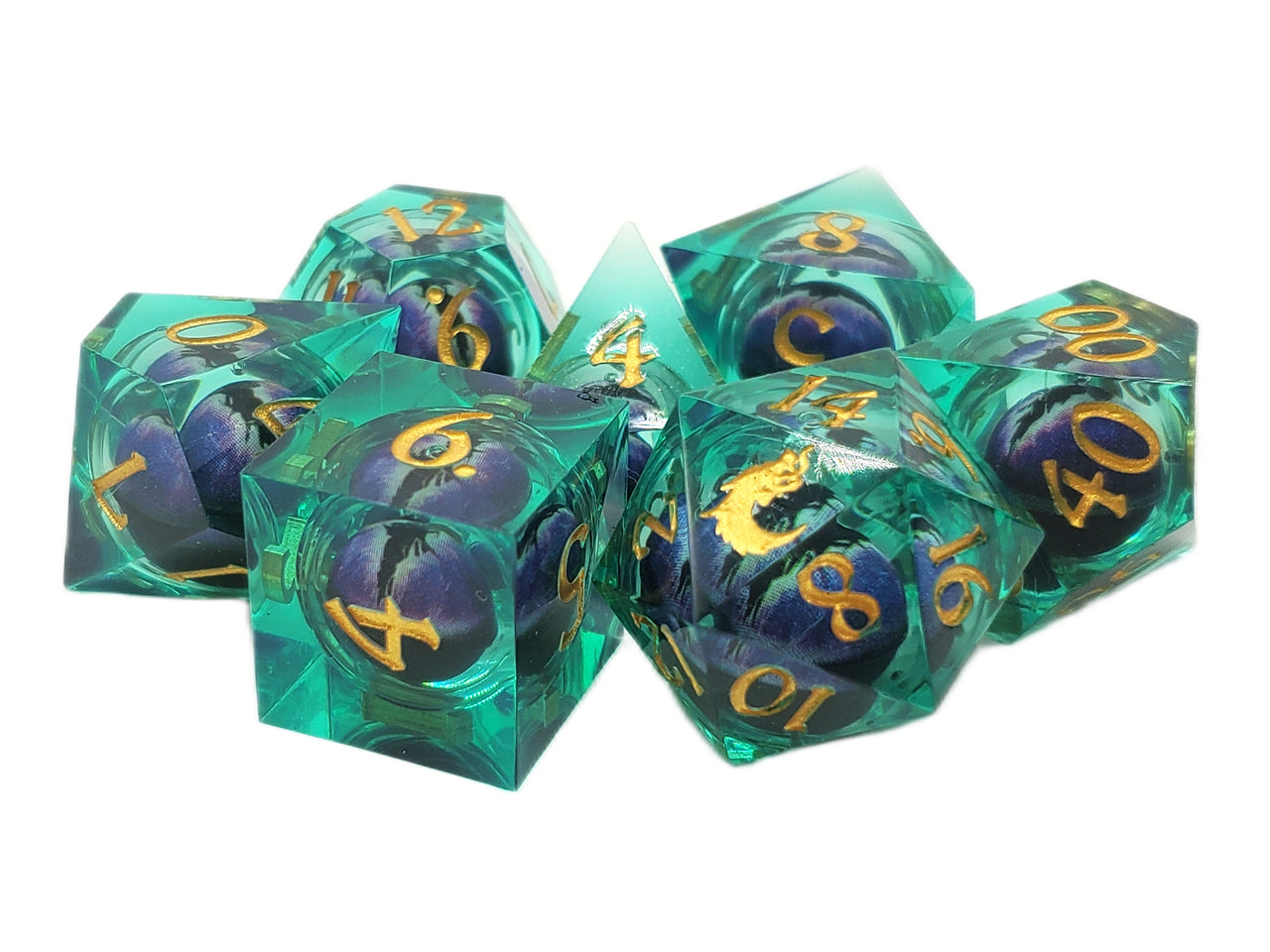 Dice - Liquid Infused, Serpent's Eye, Green with Purple