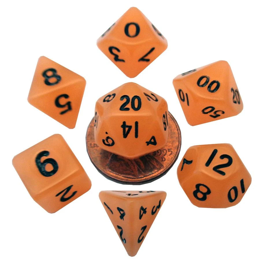 Dice - Mini Glow in the Dark, Orange/Black