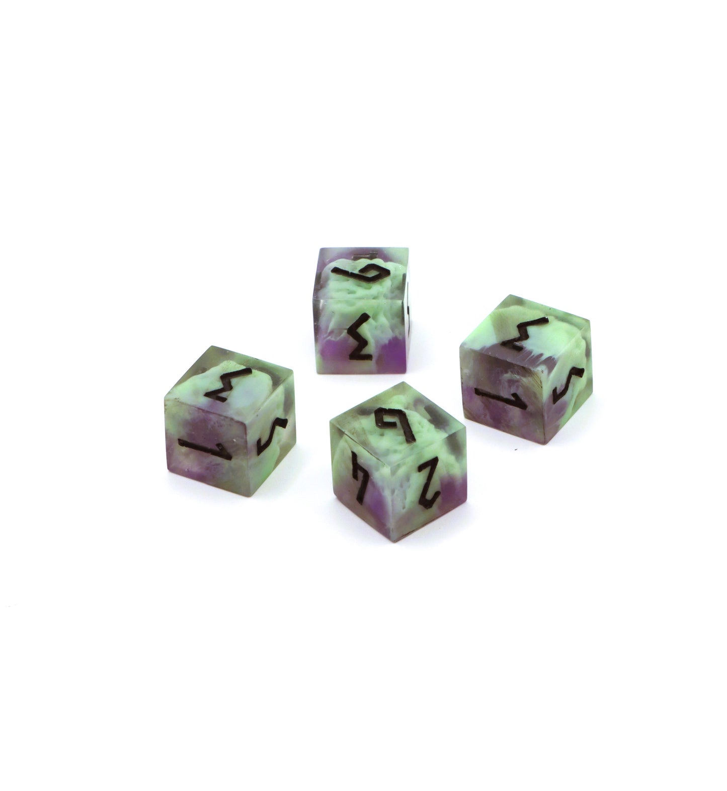 Dice - Handmade, D6 Set, Green and Purple