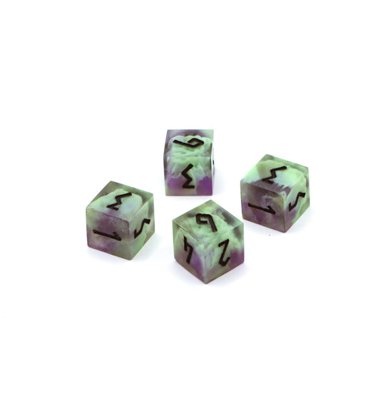 Dice - Handmade, D6 Set, Green and Purple