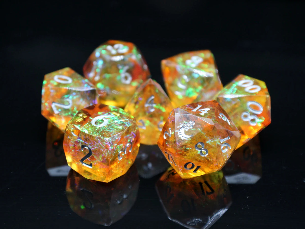 Dice - Resin, Diamond Cut, Marmalade Burst