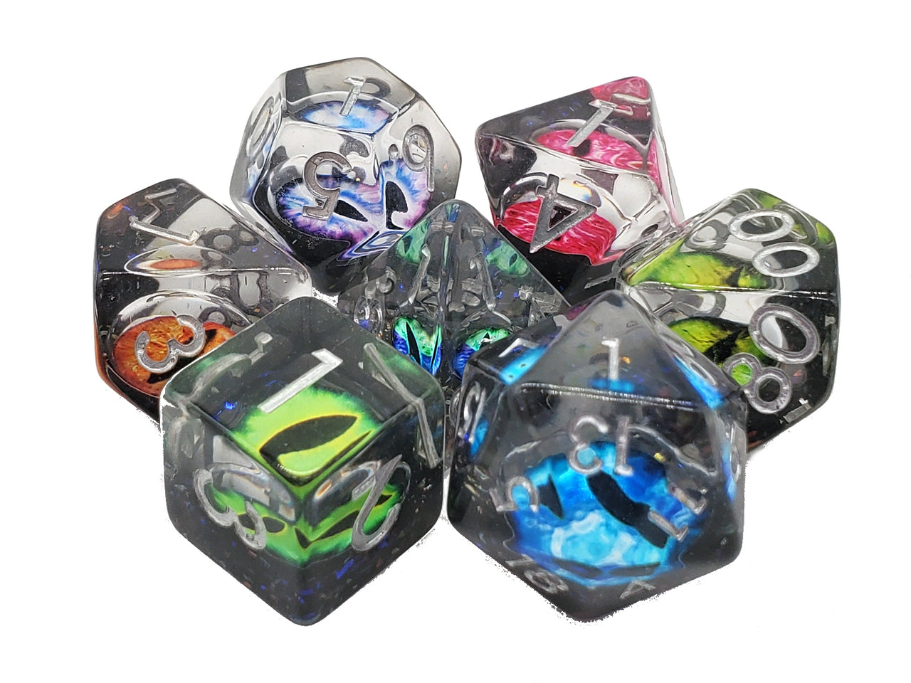 Dice - Resin, Infused, Dragon's Eye, Spectral