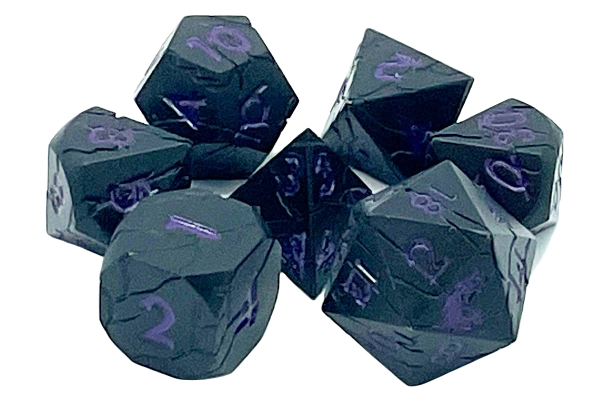 Dice - Orc Forged, Matte Black with Purple