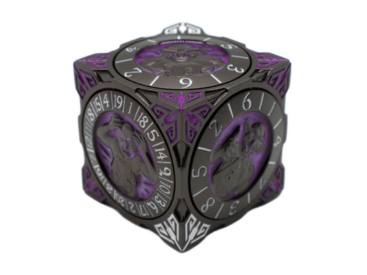 Dice - Metal, 7 in 1 Spinner, Black and Purple